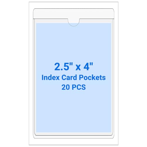 20 PCS Clear Self Adhesive Plastic Label Pockets, Top Loading Business & Library Index Card Holders, Peel and Stick Sleeves for Storage Bins, Totes, Binders and Drawers (2.5 x 4 Inch) - size: 2.5" x 4", style: Vertical