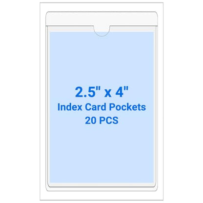 20 PCS Clear Self Adhesive Plastic Label Pockets, Top Loading Business & Library Index Card Holders, Peel and Stick Sleeves for Storage Bins, Totes, Binders and Drawers (2.5 x 4 Inch) - size: 2.5" x 4", style: Vertical