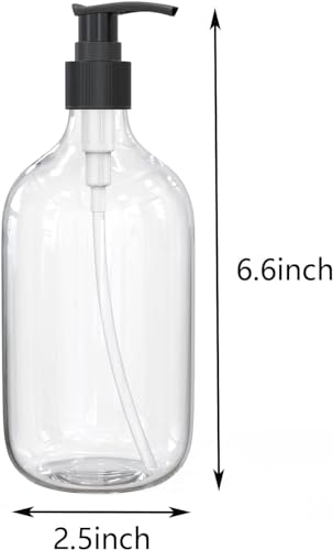 10 Ounce Clear Plastic Pump Bottle Dispenser for Essential Oil Lotion 6Pcs - size: 10 Ounce (Pack of 6)