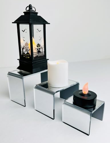 Acrylic Display Risers – 3‑Piece Small Riser Set (5×2×3, 6×2×3.5, 7×2×4) – Clear 1/8" Acrylic Stands for Jewelry, Mini Collectibles, Retail Displays, Craft Shows (Mirror) - color: Mirror