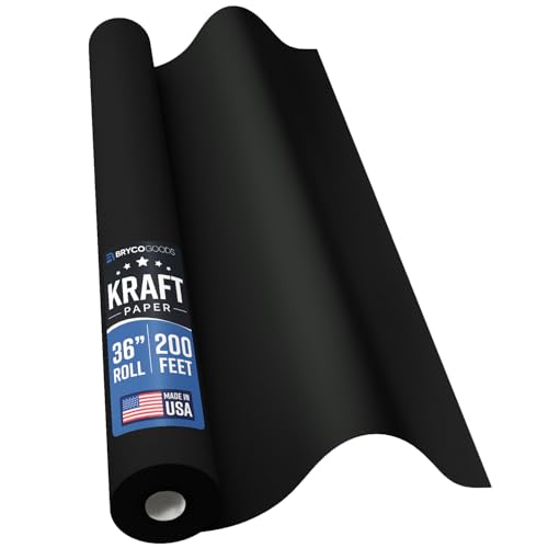 Bryco Goods 36” x 2400” (200’) Black Kraft Paper Roll - Made in USA - Ideal for Bulletin Board, Packing, Shipping, Arts & Crafts, Bouquet, Gift Wrapping, Table Covering - color: Black, size: 36" x 200'