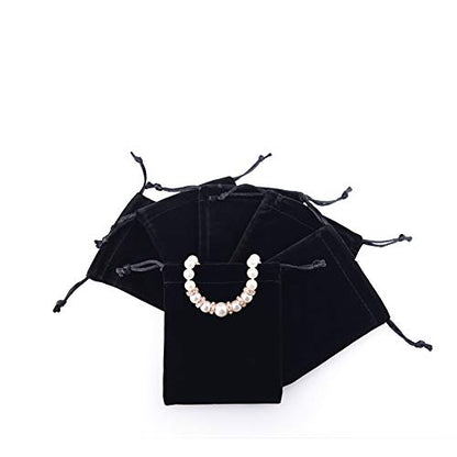 Oirlv Velvet Drawstring Pouches 2.76x3.54 Inch Pink Jewelry Bags - color: Black
