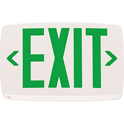 Lithonia Lighting Quantum LED Emergency Exit Sign, Thermoplastic Exit Only Sign with Stencil-Faced White Housing and Green Letters (LQM S W 3 G 120/277 M6) - color: Green, size: 11.75" | Sign Only