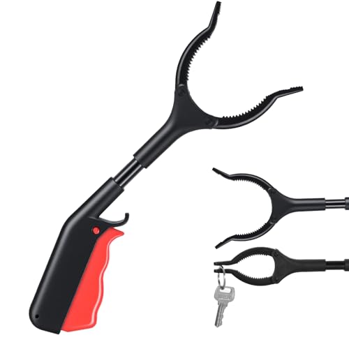 Gjinxi Pickup Sticks Reacher Tool 2 Pack 11" Telescoping Grabber with 360 Rotating Jaw & Hook, Anti-Slip Reachers and Grabbers for Seniors, Trash Picking, Surgery Recovery, Claw Grabber Pickup Tool