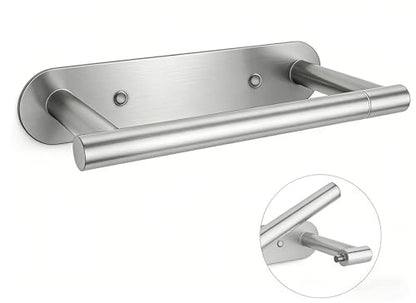 304 Stainless Steel Toilet Paper Holder Wall Mounted Double Post Swivel Tissue Holder No Drilling Bathroom Paper Towel Dispenser Anti-Vibration for RV Commercial Bathroom Brushed Silver - color: Silver