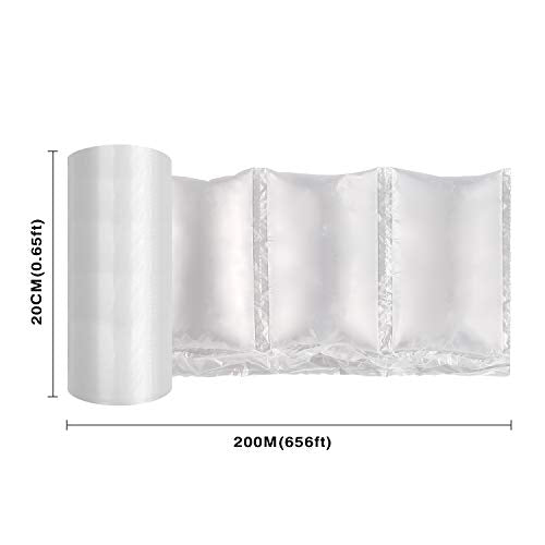 JZBRAIN Air Cushion Film 72002 Air Pillows Air Bubble Bags Wrap Packing Roll, 1 Roll 200mm X 100mm X 200m X 0.02mm Air Cushion Films ONLY Compatible with JZBRAIN Air Cushion Machine (2 Rolls) - size: 72002-2 Rolls