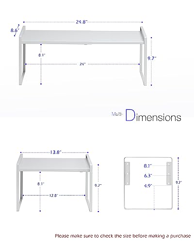 Nxconsu Cabinet Shelf Riser, Adjustable Cabinet Organizer, 8.6" Deep White - color: White, size: 8.6’’D * 13.8-24.8’’W * 9.7’’H