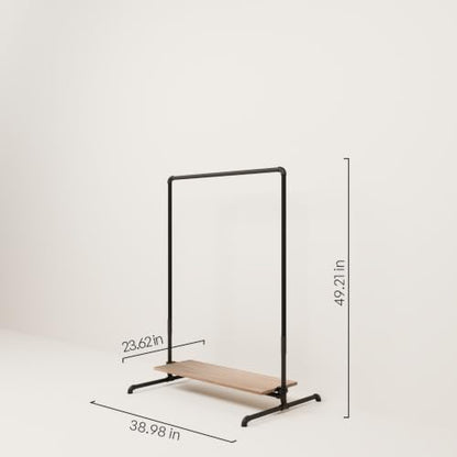 pamo Clothing Rack with Shelves 39" W x 49" H, 130 lbs Load Capacity - color: 1 x Oak Shelf, size: 1 Low