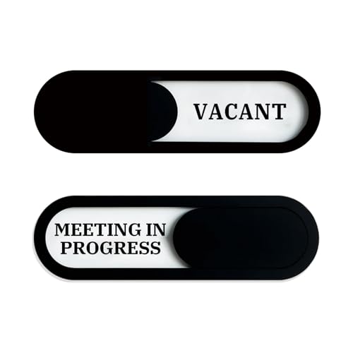 Meeting in Progress/Vacant Slider Sign, Acrylic, Black 7.4x2.2in - color: Vacant / Meeting in Progress, size: 1 PCS