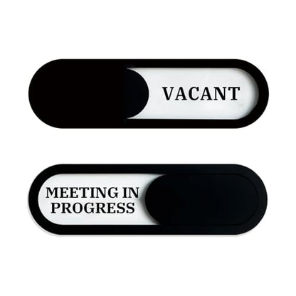 Meeting in Progress/Vacant Slider Sign, Acrylic, Black 7.4x2.2in - color: Vacant / Meeting in Progress, size: 1 PCS