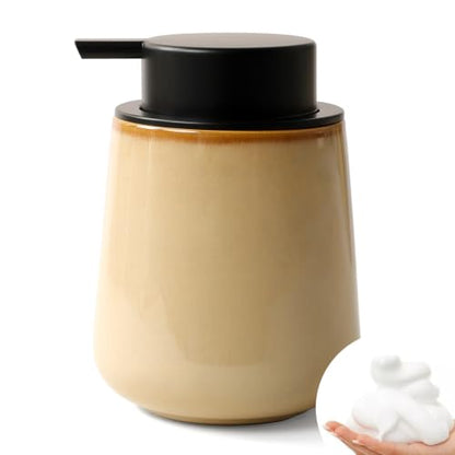 Bosilunlife Ceramic Foaming Soap Dispenser - 12Oz Bathroom Countertop Kitchen Dish Soap Pump Dispenser Foam Soap Dispenser - Coffee - color: Coffee