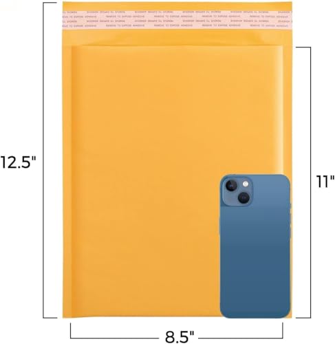 Fuxury Kraft Bubble Mailers 8.5x12" 100 Pack Self Seal Padded Envelopes - color: Yellow, size: 8.5x12" 100PC