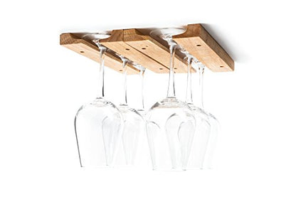 Fox Run Mounted Under Cabinet Wooden Wine Glass Holder Rack, 11" x 7"