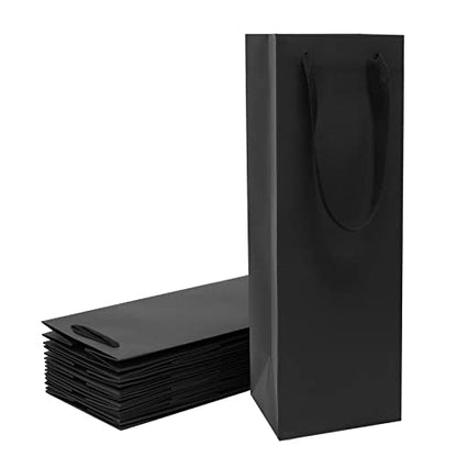 Aimyoo Black Wine Bottle Bags 4x4x14 inch, 10 Pack Large Kraft Paper Gift Bags with Handles Bulk - color: Black - 4x4x14 inch, size: 1 Count (Pack of 10)