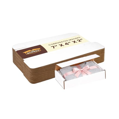 The Boxery Corrugated Mailers White Tuck Shipping Boxes (7x4x2) - size: 7x4x2