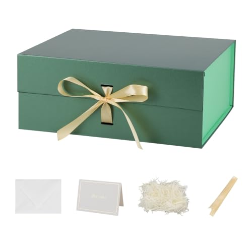 BoxSkivra Green Magnetic Gift Box Large 1 Pack 13X11X5.3 Inch - color: 13X11X5.3Inch-Green-Pack of 1