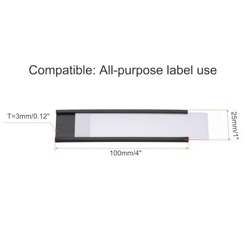 MECCANIXITY Label Holders 1" x 4" C Channel Rubber Magnetic for Metal Shelves Organize, Office File Cabinets Pack of 60 - size: 1" x 4"