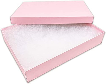 RJ Displays Jewelry Gift Boxes – 6 Pack Pink Cotton Filled Cardboard Box for Necklace, Bracelet, Earring & Ornament Gifts, Jewelry Boxes with Lids, Bulk Gift Packaging – 7 1/8" x 5 1/8" x 1 1/8" - color: Pink