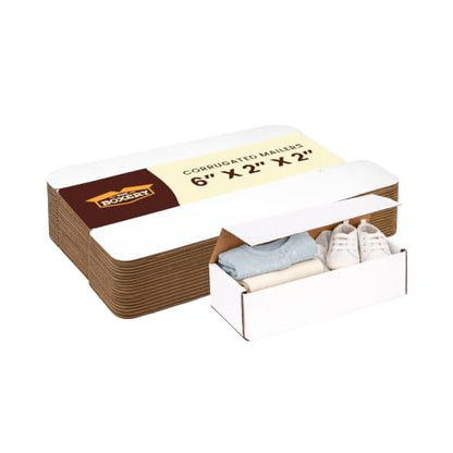 The Boxery Corrugated Mailers White Tuck Shipping Boxes (6x2x2) - size: 6x2x2