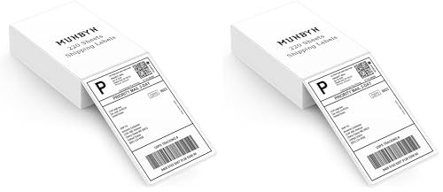 MUNBYN 4"x6" Direct Thermal Shipping Labels, Commercial Grade Permanent Adhesive Fanfold Mailing Postage Label Paper for Thermal Printers and Packages, 220 Sheets per Stack (Pack of 2) - color: White, size: 4x6*220 (Pack of 2)