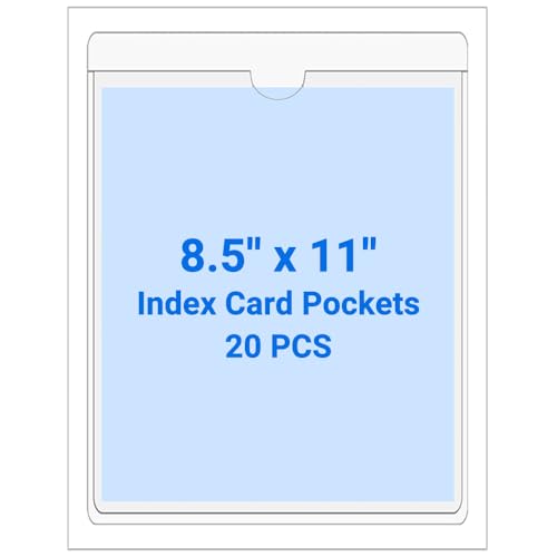 20 PCS Clear Self Adhesive Plastic Label Pockets, Top Loading Business & Library Index Card Holders, Peel and Stick Sleeves for Storage Bins, Totes, Binders and Drawers (8.5 x 11 Inch) - size: 8.5" x 11", style: Vertical