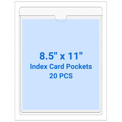 20 PCS Clear Self Adhesive Plastic Label Pockets, Top Loading Business & Library Index Card Holders, Peel and Stick Sleeves for Storage Bins, Totes, Binders and Drawers (8.5 x 11 Inch) - size: 8.5" x 11", style: Vertical