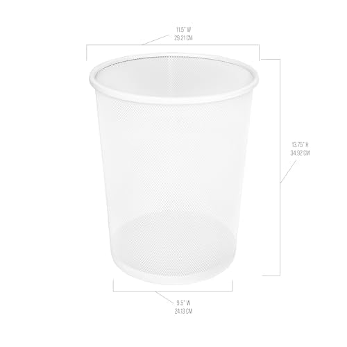 2-Pack 6-Gallon Round Steel Mesh Trash Can, Recycling Wastebasket, White - color: White