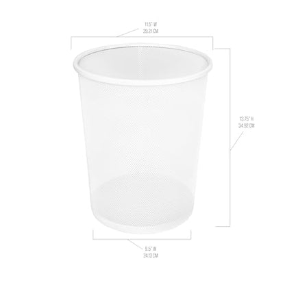 2-Pack 6-Gallon Round Steel Mesh Trash Can, Recycling Wastebasket, White - color: White