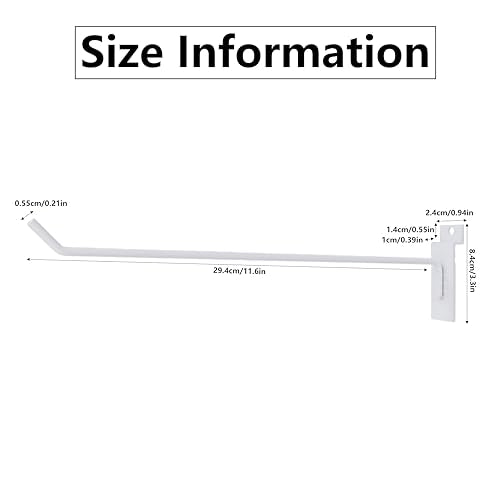 Black Slatwall Hooks,12 Inch, 25 PCS Slat Wall Hanging Hanger - color: White, size: 12 Inch