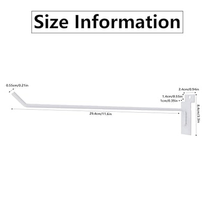 Black Slatwall Hooks,12 Inch, 25 PCS Slat Wall Hanging Hanger - color: White, size: 12 Inch