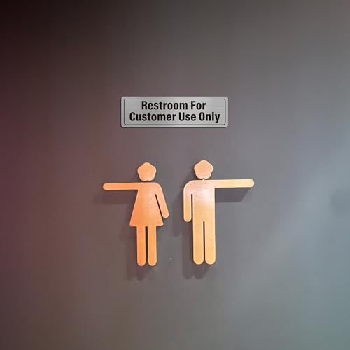 4 Pack Restroom for Customers Only Sign - Restroom Signs for Business Office, Bathroom Door Sign with Double Sided Tapes, Prevent Toilets from Being Occupied, Brushed Aluminum, 7" × 2" - style: Restroom For Customer Use Only