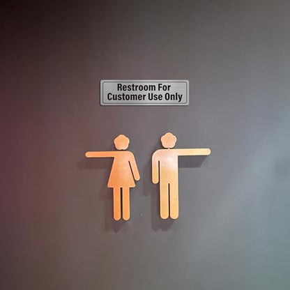 4 Pack Restroom for Customers Only Sign - Restroom Signs for Business Office, Bathroom Door Sign with Double Sided Tapes, Prevent Toilets from Being Occupied, Brushed Aluminum, 7" × 2" - style: Restroom For Customer Use Only