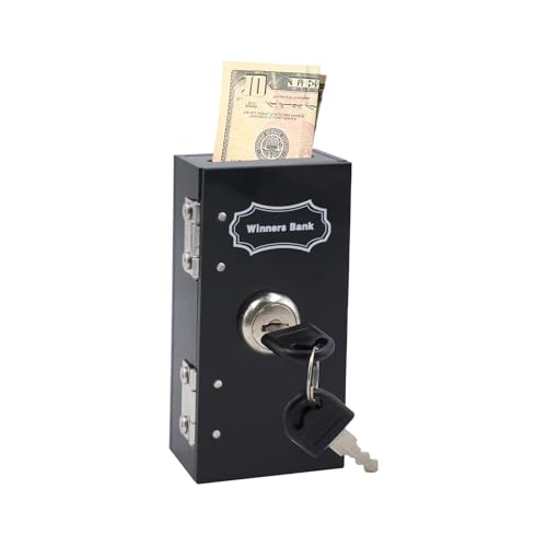 Black Acrylic Money Bank for Gambler, Winners Bank Portable Cash Box with Slot & Key, Casino Money Wallet Storage Box, 2.09 × 1.18 × 4.13 Inch