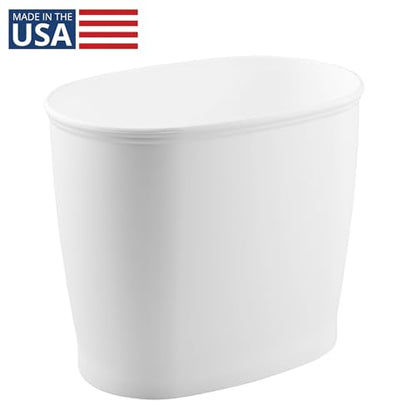 iDesign Slim Plastic Bathroom Trash Can, White - color: White, style: Pack of 1