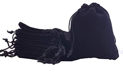 Sansam 50pcs Small Drawstring Velvet Jewelry Pouches, 4.0x4.8 Inch Black Drawstring Velvet Gift Bags,Treat Favor Bags for Wedding, Party, Shower - color: Black