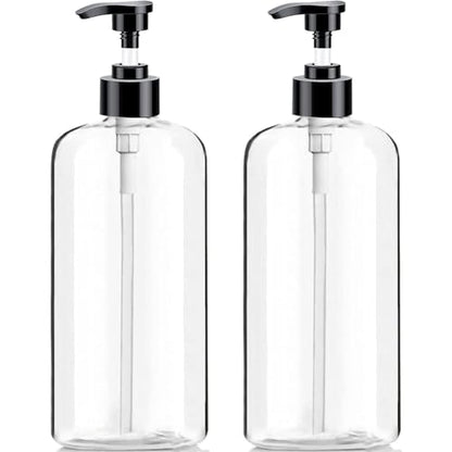 Empty Plastic Pump Bottles Dispenser 2 Pack 32oz/ 1 Liter Portable Clear BPA-Free Cylinder Shampoo Lotion Hand Pump Bottle Durable Refillable Containers (Clear, 32 Oz, 2 Pack) - size: 32 Oz, 2 Pack