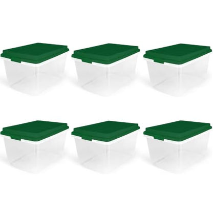 6-Pack 72 Qt Storage Bins with Lids, Stackable Clear Plastic Totes