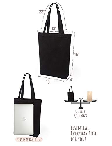 Lily queen Natural Canvas Tote Bags DIY Reusable Shopping Grocery Bag (Black - 6 Pack) - color: Black - 6 Pack