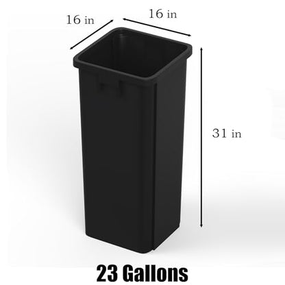 23 Gallon Black Square Commercial Trash Garbage Can | Outdoor Office Restaurant School Kitchen - color: Black, size: 23 Gallon, style: Trash Can