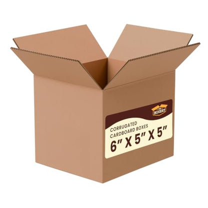 The Boxery 6"x5"x5" Corrugated Cardboard Boxes 50-Pack - size: 6 x 5 x 5"