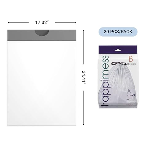 happimess 20-Count Unscented 5.3 Gal Trash Bags, White, Pack of 2 - color: White, size: 40 Count (Pack of 1)