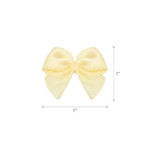 MECCANIXITY Mini Ribbon Bow 1" Mini Fabric Flower Bows Beige 150Pcs - color: Beige