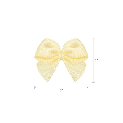 MECCANIXITY Mini Ribbon Bow 1" Mini Fabric Flower Bows Beige 150Pcs - color: Beige