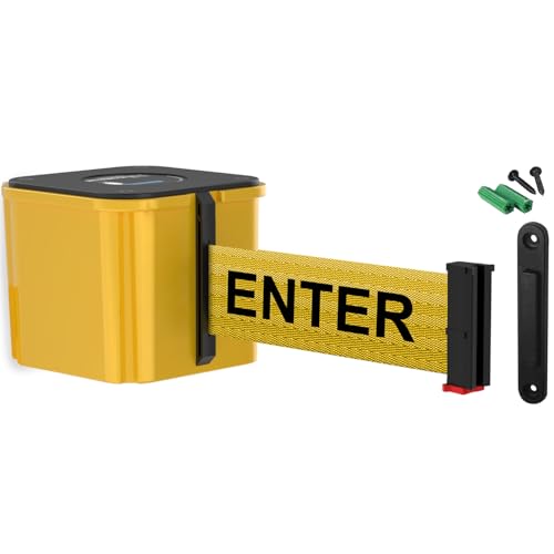 Wall Mounted Yellow Retracta-Belt 15' Caution Belt Barrier - color: Yellow Case w/ Caution Do Not Enter Belt, size: 15' Belt