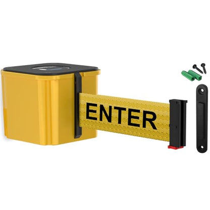 Wall Mounted Yellow Retracta-Belt 15' Caution Belt Barrier - color: Yellow Case w/ Caution Do Not Enter Belt, size: 15' Belt