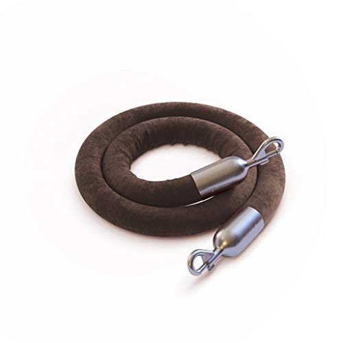 Montour Line Heavy-Duty Velvet Stanchion Rope, Cotton Core, 6 Ft, Brown