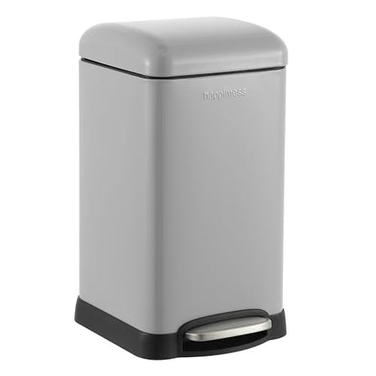 happimess Betty Retro Mini 3.2 Gal Step Trash Can, Gloss Gray - color: Fog Gray