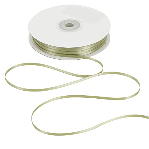HUIHUANG Sage Green Double Faced Thin Satin Ribbon 1/8 inch x 100 Yards - color: Dusty Sage, size: 1/8 inch