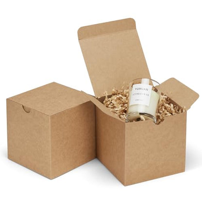Eupako Gift Boxes 4x4x4 50 Pack Brown Kraft Paper Box with Lids - color: 4x4x4"_50 Pack_Brown