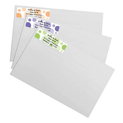 Dots of Color Designer Rolled Personalized Name Address Labels with Elegant Dispenser - size: 250 Labels, style: Dots of Color